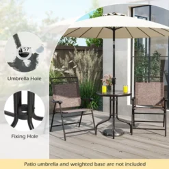 Tangkula 3 Pieces Bistro Set Outdoor Furniture Set With Tempered Glass Table Umbrella Hole -Beauty house GUEST a61e2e3e 7e39 4753 8f64 952bd782c335