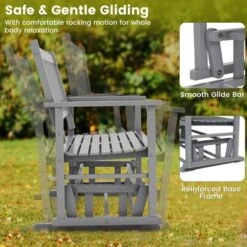 Tangkula Patio Glider Loveseat Chair Swing Rocking Bench W/ Curved Backrest & Slatted Seat -Beauty house GUEST a64ba495 3f92 4666 b97e eb1d89ffebd9