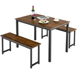 Tangkula 3pcs Dining Table Set For 4 Modern Industrial Counter Height Kitchen Table Set With 2 Benches For Dining Room Natural/Brown 22 Tangkula 3pcs Dining Table Set For 4 Modern Industrial Counter Height Kitchen Table Set With 2 Benches For Dining Room Natural/Brown -Beauty house GUEST a65648e8 eb41 4201 92df ddea4b1733bb