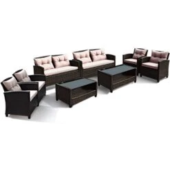 Tangkula 8pcs Outdoor Rattan Sectional Sofa Set W/Cushion Armrest Patio -Beauty house GUEST a656a7d9 8dc7 4c52 9e51 522bf9747cc6