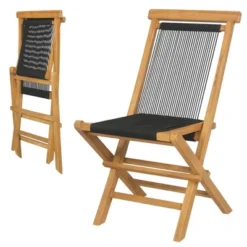Tangkula 2PCS Folding Chairs W/ Quick-Folding Portable Design Woven Rope Seat Porch Patio -Beauty house GUEST a667af9b cc85 4b18 ab18 f00b40d0c19c