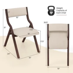 Tangkula Folding Dining Chairs Set Of 4 Wooden Table Chairs W/ Padded Seat Modern Coffee & Beige -Beauty house GUEST a71a709b f66b 4924 bdb5 3fb689be72b2
