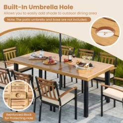 Tangkula Acacia Wood Dining Table For 8 People, 79" Large Rectangular Patio Table With Built-in Umbrella Hole -Beauty house GUEST a7297286 8848 4430 ad4d 1f405dce14f6