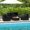 Tangkula 5 Piece Outdoor Furniture Set W/ Seat & Back Cushions Acacia Wood Tabletop -Beauty house GUEST a73a8475 77e5 4fe5 9939 e52016f0e0db