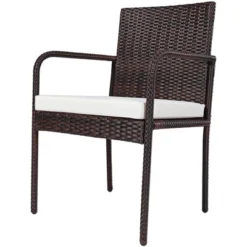 Tangkula 4-Piece Outdoor Rattan Wicker Dining Chairs With Armrests & Soft Cushions -Beauty house GUEST a78ce2b2 62a7 44b2 b01f 95dcec620cd6