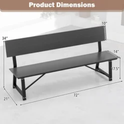 Tangkula Patio 4-Person Bench 72 Inch Extra Long Bench W/ All-Weather HDPE Seat & Back Heavy-Duty Metal Support For 1100 Lbs Max Load 4-Seat Chair -Beauty house GUEST a7b3cfea 4094 42ce 8431 b5ba835c704b