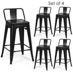 Tangkula Set Of 4 Metal Bar Stools 24" Industrial Chair Low Back Black -Beauty house GUEST a7b3eff5 36f3 4e6f 9312 d5f917ca5f69
