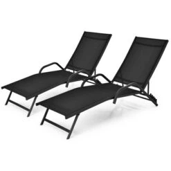 Tangkula 2PCS Outdoor Patio Chaise Reclining Lounge Chairs W/ 5-Position Adjust Backrest -Beauty house GUEST a816d198 26b9 4cd0 a366 a97aa80febee