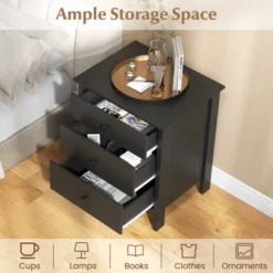 Tangkula 2-Piece 3Drawers Modern Nightstand Bedside Table Wooden End Table Black/White -Beauty house GUEST a8180539 a117 45d0 a418 55d90d45a742