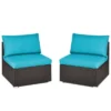 Tangkula 2PCS Patio Wicker Rattan Sectional Armless Chair Sofa W/ Turquoise Cushion -Beauty house GUEST a8278aa2 5067 4c89 b246 9b0c1929f43f
