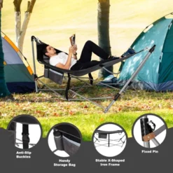 Tangkula Portable Folding Hammock Free Standing Hammock W/ Stand-Folds&Carrying Bag&Anti-Slip Buckle&Storage Pocket -Beauty house GUEST a867e364 a688 4f39 8753 f29037e34329