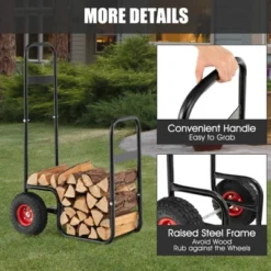 Tangkula Firewood Log Cart Carrier Firewood Cart Wood Hauler With Wear-Resistant And Shockproof Rubber Wheels -Beauty house GUEST a87513f4 9f66 4ff7 ade9 fb05ec44fefb