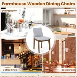 Tangkula Wooden Dining Chairs Of 4 W/ Added Cushions High Curved Back For Dining Room -Beauty house GUEST a8993bcf 131a 4d0c 9daf f931f9fda8f1