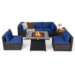 Tangkula Set Of 7 Patio Furniture Set W/ 35" Propane Gas Fire Pit Table & Waterproof Cover -Beauty house GUEST a8aa5a2a a1a1 48cf 8f37 dbfebd793222