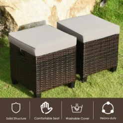 Tangkula 4PCS Rattan Ottoman Outdoor Patio Furniture Cushioned Footstool Footrest -Beauty house GUEST a8d45652 6362 46de 9d84 fbf4cba46383