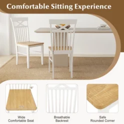 Tangkula Farmhouse Dining Chair Set Of 4 Wooden Kitchen Chair W/ Rubber Wood Frame -Beauty house GUEST a8e089ad 272c 49a6 8eef 12dabd0d1c3c