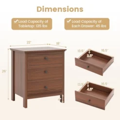 Tangkula 3-Drawer Nightstand Wooden Bedside Table Modern Side End Table Walnut -Beauty house GUEST a8fe763e 1515 4aae 9859 e4d21daa0ebb