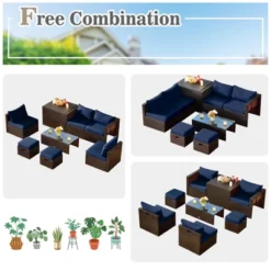 Tangkula 8 PCS Outdoor Wicker Furniture Set W/Storage Box Tempered Glass Table 2 Ottomans -Beauty house GUEST a930904d 97f8 4129 a11d 76c1fcdf9089