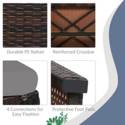 Tangkula 2 PCS Outdoor Wicker Ottoman Patio Rattan Furniture Metal Footrest Seat Square Footstool With Cushion -Beauty house GUEST a95663f5 c92e 4c40 b81e aaecb4142bf8