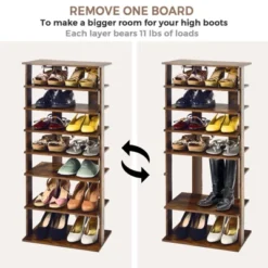 Tangkula 7-Tier Shoe Rack Free Standing Shelf Storage Modern Shoe Rack Organizer Brown/Black/White -Beauty house GUEST a975ad66 fcdb 44ab 83ea d3033864a5ae