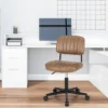 Tangkula Leisure Office Chair Mid-back Swivel Task Chair PU Leather Adjustable Armless Chair Retro Design Black / Brown -Beauty house GUEST a9a82217 f2f6 45ce b993 25076fdaa642