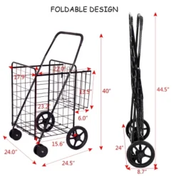 Tangkula Utility Folding Shopping Cart With Swivel Wheels Easy Storage -Beauty house GUEST aa0c3cec 4178 4314 a7df e85a16ed6681