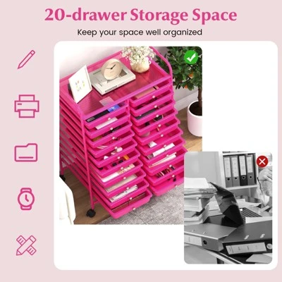 Tangkula 20-Drawer Rolling Storage Cart - Mobile W/Drawers For School Classroom Teacher Office Home Salon Paper File Art Supply Craft Organizer 8 Tangkula 20-Drawer Rolling Storage Cart - Mobile W/Drawers For School Classroom Teacher Office Home Salon Paper File Art Supply Craft Organizer - Image 6