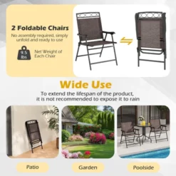 Tangkula 3 Pieces Bistro Set Outdoor Furniture Set With Tempered Glass Table Umbrella Hole -Beauty house GUEST aa56b0b8 99ca 4adc b307 a912a48ea511