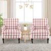 Tangkula Modern Accent Armchair Upholstered Single Sofa Chair W/ Rubber Wood Legs Red Checkerboard -Beauty house GUEST aa95884a 602f 44cd a285 6ab790652b35