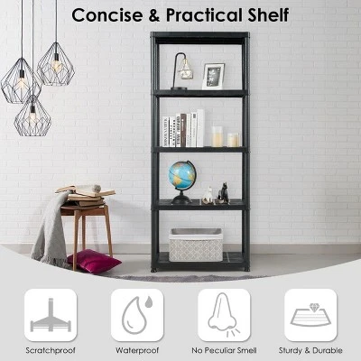 Tangkula 2 PCS 5 Tier Plastic Storage Shelves Multi-Use Free Standing Shelf Unit Heavy Duty Rack For Home Office Garage 5 Tangkula 2 PCS 5 Tier Plastic Storage Shelves Multi-Use Free Standing Shelf Unit Heavy Duty Rack For Home Office Garage - Image 3
