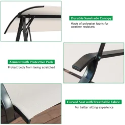 Tangkula Outdoor Patio Swing Loveseat Hammock Hanging Chair Beige -Beauty house GUEST aabfb276 38a7 4b08 b6f5 1b96387bb273