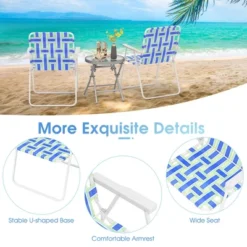 Tangkula 4pcs Folding Beach Chair Camping Lawn Webbing Chair Lightweight 1 Position Blue -Beauty house GUEST aafabcf9 2aaa 4d32 859e f88fedd4fb73