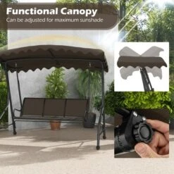 Tangkula 3-Seat Outdoor Swing, Porch Canopy Swing W/ Adjustable Shading Breathable Seat -Beauty house GUEST ab7bddda cd81 44bf 81d6 2d9eb48afb76