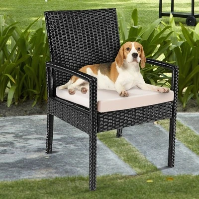 Tangkula 3 Pieces Patio Set Outdoor Wicker Rattan Furniture W/ Cushions 8 Tangkula 3 Pieces Patio Set Outdoor Wicker Rattan Furniture W/ Cushions - Image 6