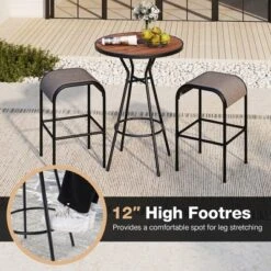 Tangkula 28" Outdoor Bar Table W/ Wood-Like Tabletop Umbrella Hole & Footrest For Backyard -Beauty house GUEST ab9811a4 c578 4a1c 943f 403fc7ae0970