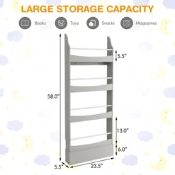 Tangkula 4-Tier Kids Bookshelf Toy Storage Bookcase Rack Wall W/ Anti-toppling Kits -Beauty house GUEST ac059886 53b1 4eab b78b 01cdee2f7c10
