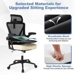 Tangkula Ergonomic Mesh Office Chair W/ Lumbar Support 2D Headrest Flip-up Padded Arms -Beauty house GUEST ac504622 da3a 47c3 9ebf ef5b73496b2b