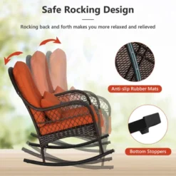 Tangkula Patio Garden Wicker Rattan Rocking Chair Furniture W/ Cushion -Beauty house GUEST ad26b140 4973 4688 a8a8 e2584c396eb4