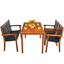 Tangkula 4 Pieces Outdoor Dining Furniture Set Patio Space-Saving PE Rattan Dining Set W/Umbrella Hole 8 Tangkula 4 Pieces Outdoor Dining Furniture Set Patio Space-Saving PE Rattan Dining Set W/Umbrella Hole -Beauty house GUEST ad4b3e12 610d 4597 939c 9fb65afbddd4