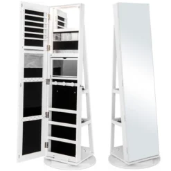 Tangkula Rotating Mirrored Jewelry Cabinet With Mirror Storage Shelves -Beauty house GUEST adbada72 2a3d 47ef bc70 b33c74c14216