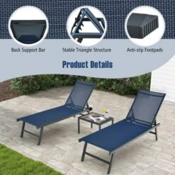 Tangkula 3pcs Patio Chaise Lounge Set Aluminum Recliner Chair Table Outdoor Adjust -Beauty house GUEST adc714b8 8aaf 4fb2 b2f1 3c8fc2de89be