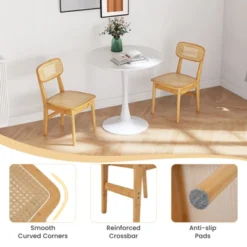 Tangkula Rattan Dining Chairs Set Of 2 Kitchen Dining Chairs With Simulated Rattan Backrest & Wood Frame -Beauty house GUEST adeab219 14fb 479e a8ec 5a3daf8534b2