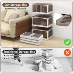 Tangkula 3-Pack Stackable Storage Bins W/Lids 24 Gallon Collapsible Plastic Container Box -Beauty house GUEST ae07ec24 83b4 4c58 abc8 cd2652fa6515