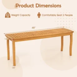 Tangkula 2PCS 47" Long Patio Dining Bench W/ Slatted Seat Backless Wooden Picnic Bench -Beauty house GUEST ae24bdb8 1749 4c64 b4d5 772d68e6a231