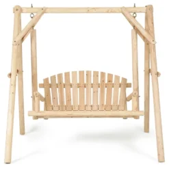 Tangkula Porch Swing Wooden Swing Rustic Frame Patio Furniture -Beauty house GUEST ae2e4a96 2b78 4faa 9071 dafd71d8686f
