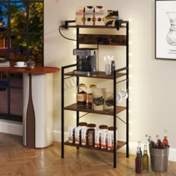 Tangkula Kitchen Bakers Rack W/ Power Outlet 4 Tiers Coffee Bar Table W/ 2 AC Outlets -Beauty house GUEST ae52fe81 0826 487e 89d3 98b4bcdb5d2e