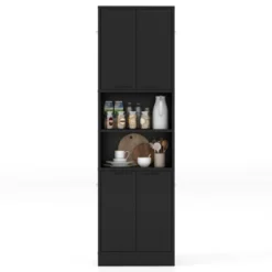 Tangkula Kitchen Pantry Cabinet 75” Tall Freestanding Cupboard With Doors & Shelves Safety Hinges & Anti-tipping Devices Black/White -Beauty house GUEST ae612869 281a 45a3 b033 ba13734cd887