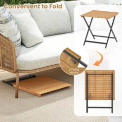 Tangkula 28" Patio Folding Table W/ Slatted Tabletop Portable Bistro Dining Table -Beauty house GUEST aecdbea5 c91b 4421 b104 5ff6abcb8dc0