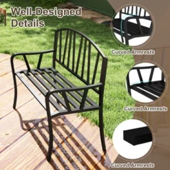 Tangkula 51" Metal Garden Bench Patio Slatted Bench For 2-3 People & Park-Style Loveseat 17 Tangkula 51" Metal Garden Bench Patio Slatted Bench For 2-3 People & Park-Style Loveseat -Beauty house GUEST aed0b475 f2ca 4ae0 bd02 915bd2def187
