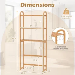 Tangkula Bamboo Over The Toilet Storage Shelf W/3-tier Open Shelf Adjustable Shelves -Beauty house GUEST aed78c19 ba44 4611 a70c 79eeb9a0b24e